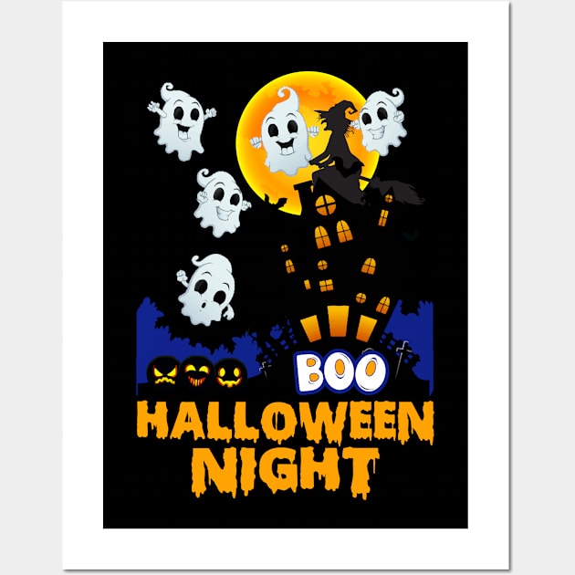 Halloween Night tee design birthday gift graphic Wall Art by TeeSeller07